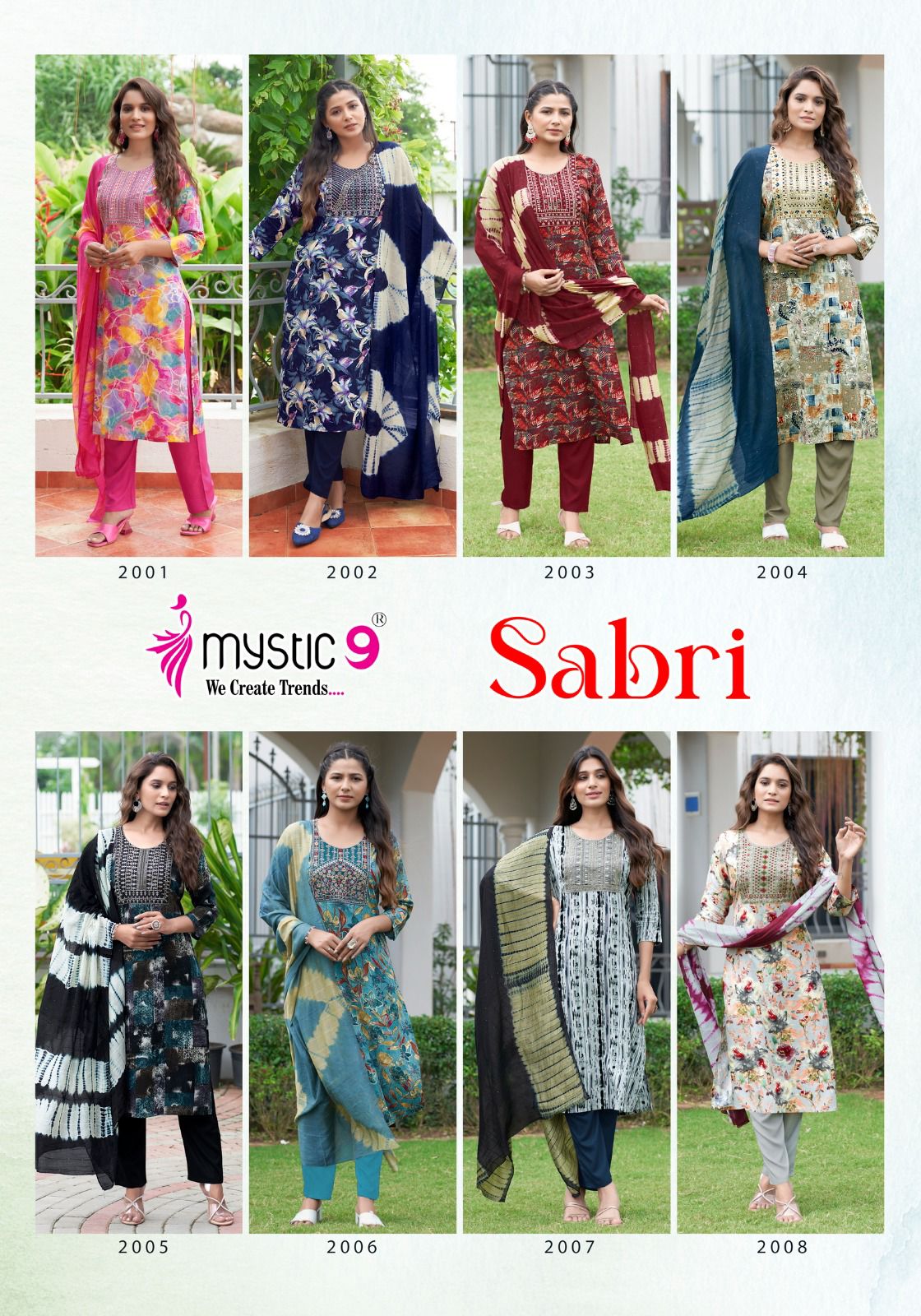 Sabri Vol 2 By Mystic 9 Rayon Printed Embroidery Kurti With Bottom Dupatta Wholesale Price In Surat